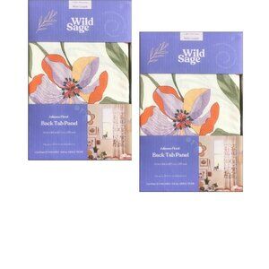 2 IVORY Wild Sage Julianna Floral Back Tab Window Curtains each is 84"L x 50"W